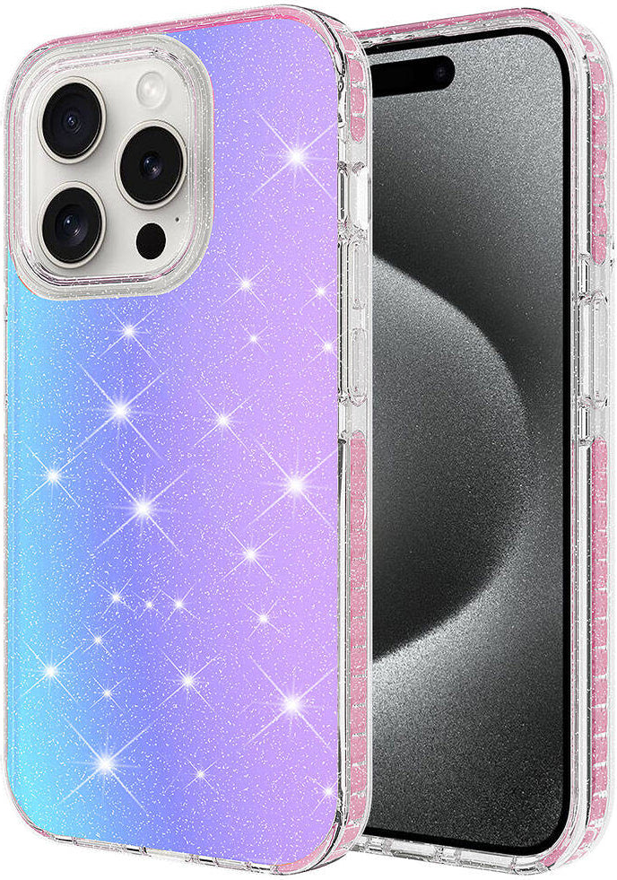 Apple iPhone 15 Pro Kılıf Parlak Renk Geçişli Mnc Velle Kapak-Pembe