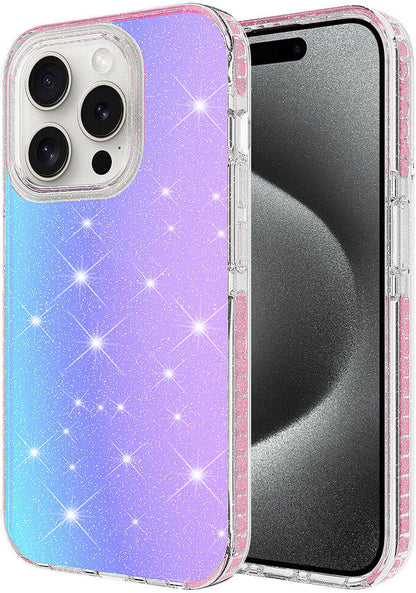 Apple iPhone 15 Pro Kılıf Parlak Renk Geçişli Mnc Velle Kapak-Pembe