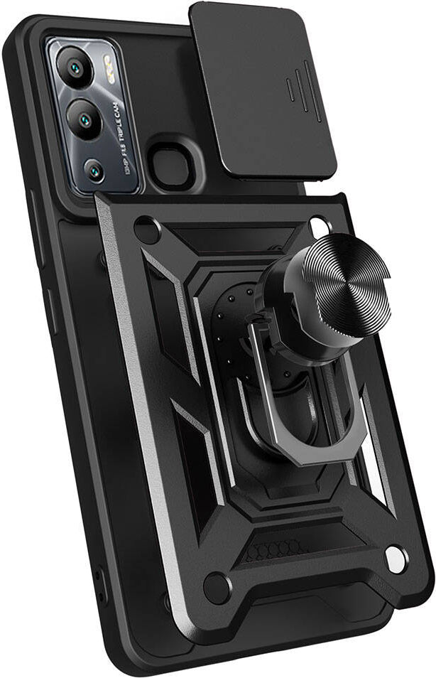 Infinix Hot 20I Kılıf Magnetik Standlı Kamera Korumalı Mnc Sürgülü Vega Kapak-Mavi