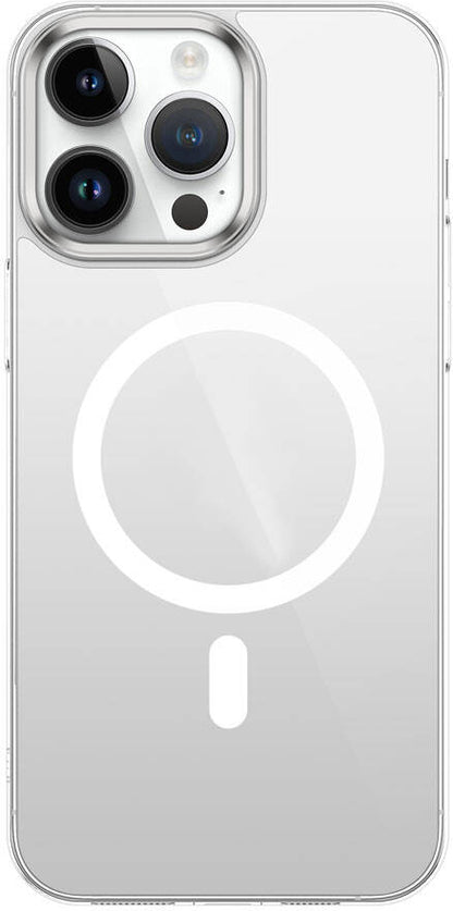 Apple iPhone 15 Pro Kılıf Mnc Wireless Şarj Özellikli Şeffaf G-Glass Kapak-Siyah