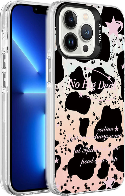 Apple iPhone 13 Pro Kılıf Mermer Desenli Mnc Marbello Kapak-Siyah-Beyaz