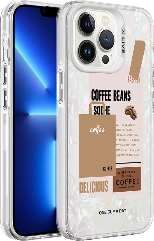 Apple iPhone 13 Pro Kılıf Mermer Desenli Mnc Marbello Kapak-Kahverengi