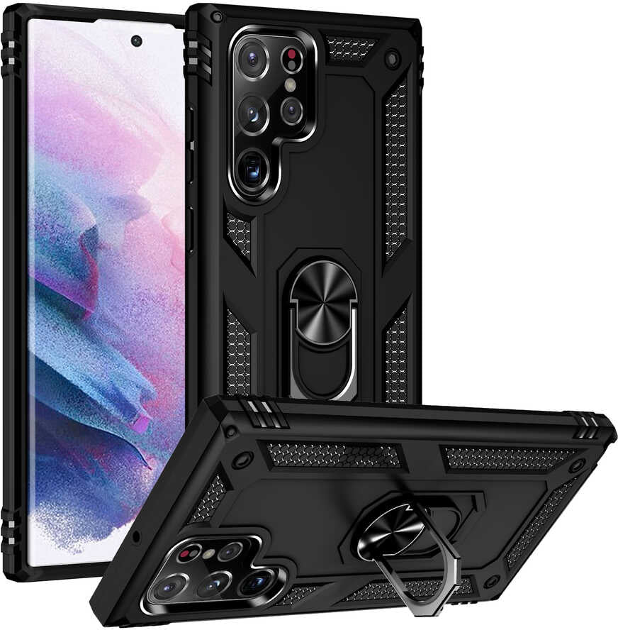 Galaxy S22 Ultra Kılıf Mnc Vega Kapak-Siyah