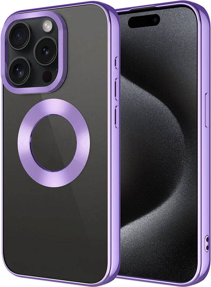 Apple iPhone 15 Pro Kılıf Tek Kamera Çerçeveli Logo Gösteren Mnc Omega Kapak-Lila