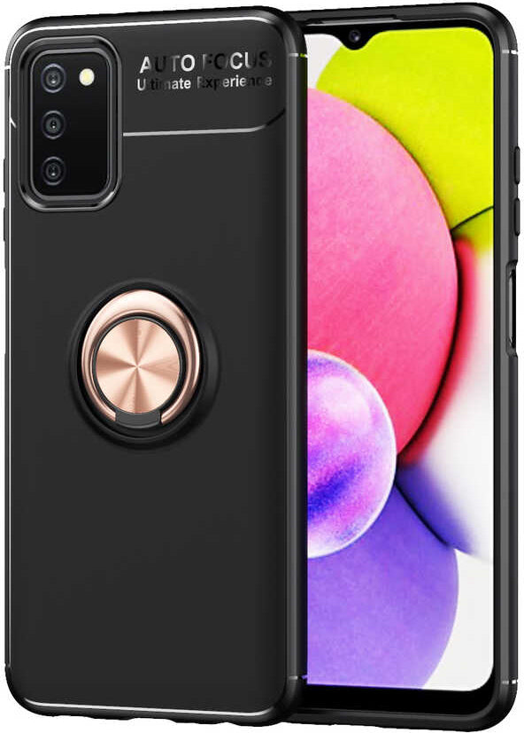 Galaxy A03S Kılıf Mnc Ravel Silikon Kapak-Siyah-Rose Gold