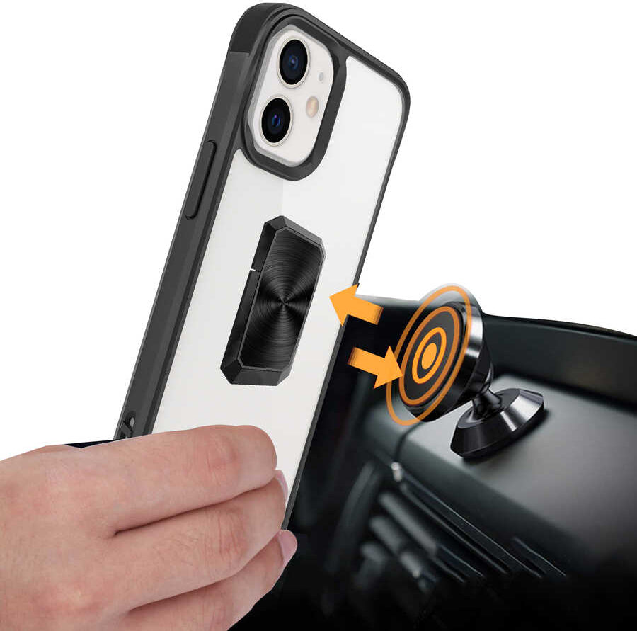 iPhone 12 Kılıf Mnc V-Bax Kapak-Siyah