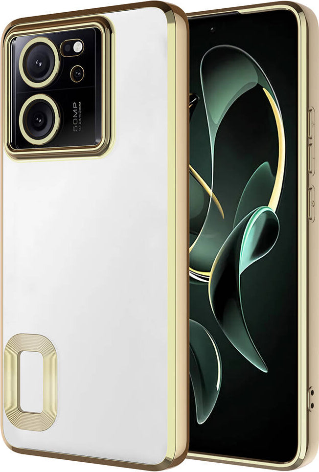 Xiaomi Mi 13T Kılıf Kamera Korumalı Logo Gösteren Mnc Omega Kapak-Gold