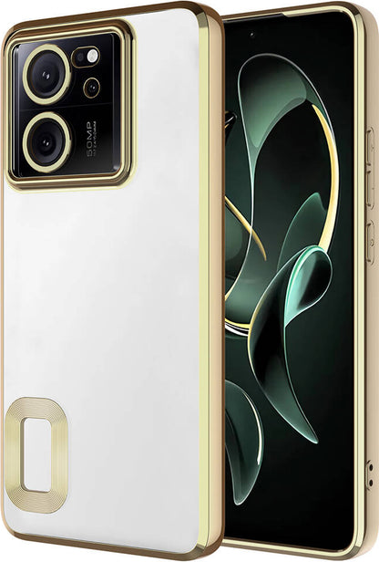 Xiaomi Mi 13T Kılıf Kamera Korumalı Logo Gösteren Mnc Omega Kapak-Gold