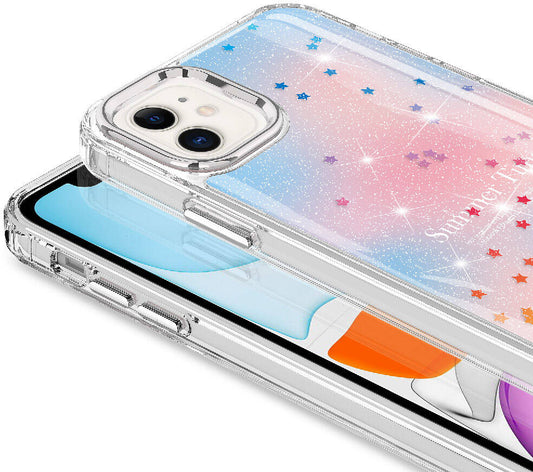 Apple iPhone 11 Kılıf Simli Desenli Parlak Mnc Task Kapak-Mavi