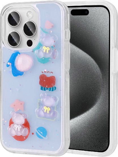 Apple iPhone 15 Pro Kılıf Kabartma Figürlü Parlak Mnc Minimini Silikon Kapak-Mor