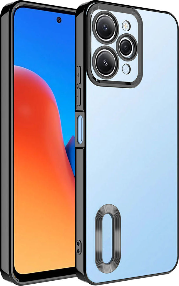 Xiaomi Redmi 12 Kılıf Kamera Korumalı Logo Gösteren Mnc Omega Kapak-Siyah