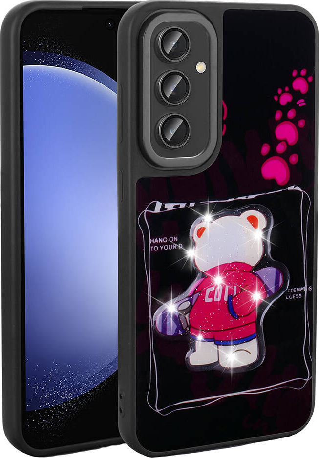 Galaxy A14 Kılıf Parlayan Kabartmalı Ikonik Figürlü Mnc Amas Silikon Kapak-Siyah