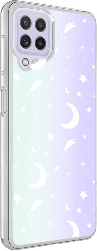 Galaxy M22 Kılıf Mnc M-Blue Desenli Kapak-Moon No4