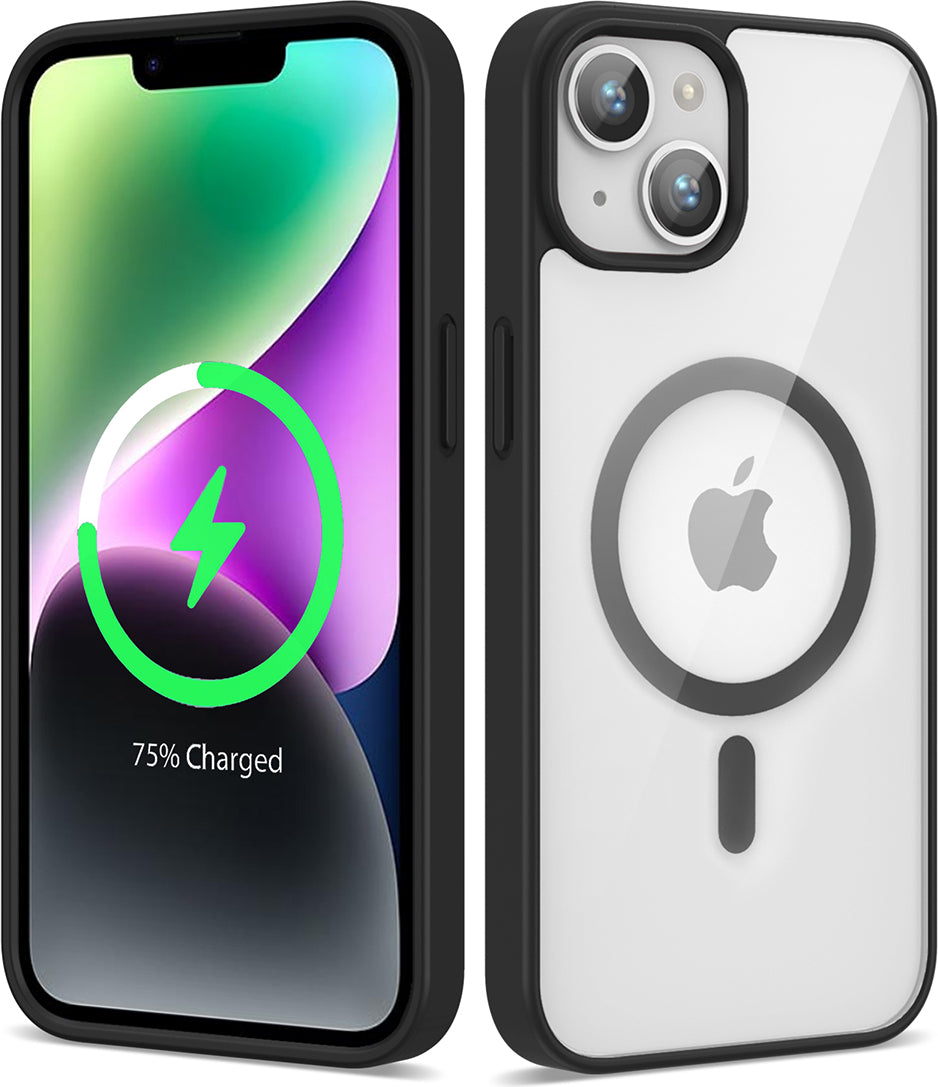 Apple iPhone 13 Kılıf Magsafe Wireless Şarj Özellikli Silikon Mnc Ege Kapak-Siyah
