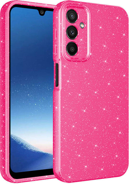 Galaxy A15 Kılıf Kamera Korumalı Simli Lüks Mnc Koton Kapak-Pembe Koyu