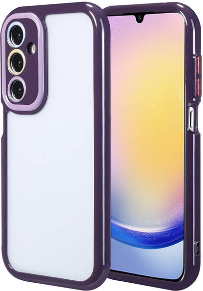 Galaxy A25 Kılıf Kamera Korumalı Renkli Kenar ve Çerçeve Tasarımlı Mnc Vitamin Kapak-Derin Mor