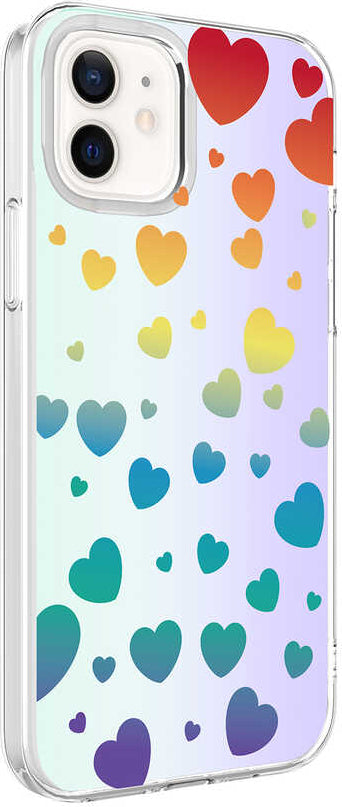 iPhone 12 Kılıf Mnc M-Blue Desenli Kapak-Heart No3