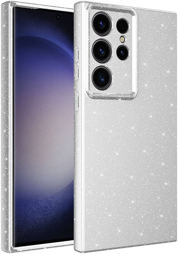 Galaxy S24 Ultra Kılıf Kamera Korumalı Simli Lüks Mnc Koton Kapak-Gümüş