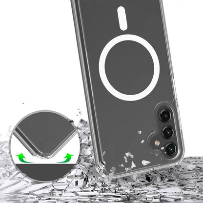 Galaxy S24 Plus Kılıf Magsafe Şarj Özellikli Şeffaf Sert Pc Mnc Embos Kapak-Renksiz