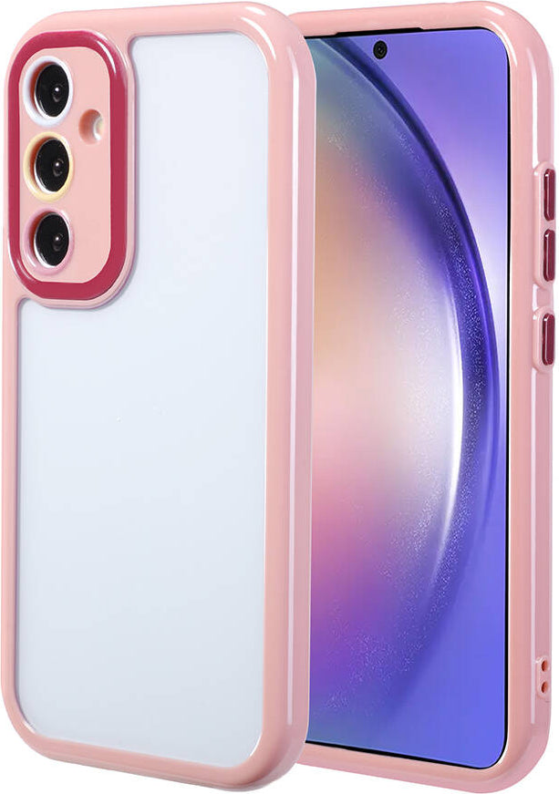 Galaxy A54 Kılıf Kamera Korumalı Renkli Kenar ve Çerçeve Tasarımlı Mnc Vitamin Kapak-Mürdüm