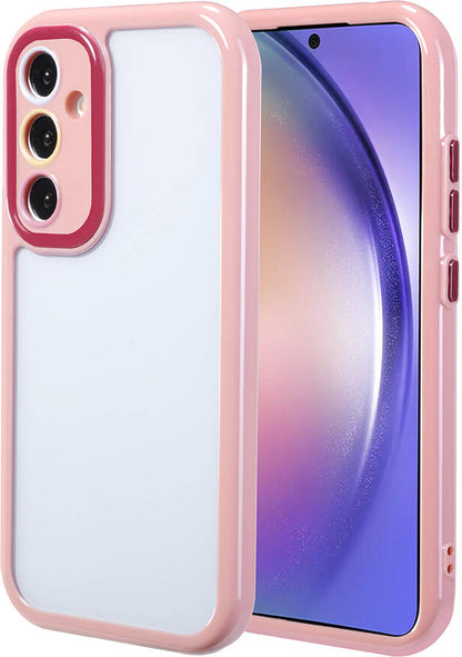 Galaxy A54 Kılıf Kamera Korumalı Renkli Kenar ve Çerçeve Tasarımlı Mnc Vitamin Kapak-Mürdüm