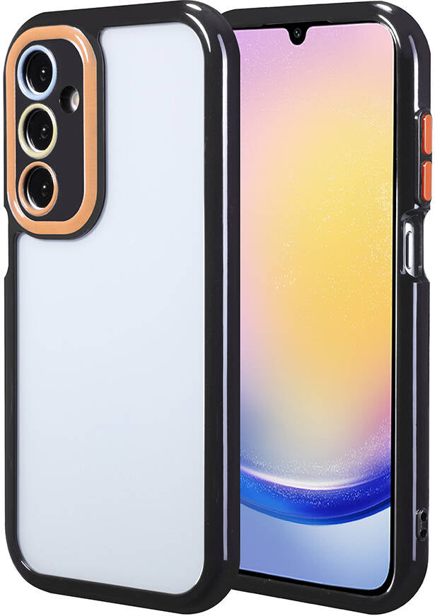 Galaxy A25 Kılıf Kamera Korumalı Renkli Kenar ve Çerçeve Tasarımlı Mnc Vitamin Kapak-Siyah