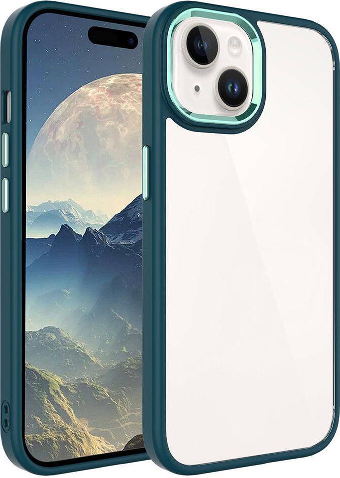 Apple iPhone 15 Kılıf Mnc Krom Kapak-Koyu Yeşil