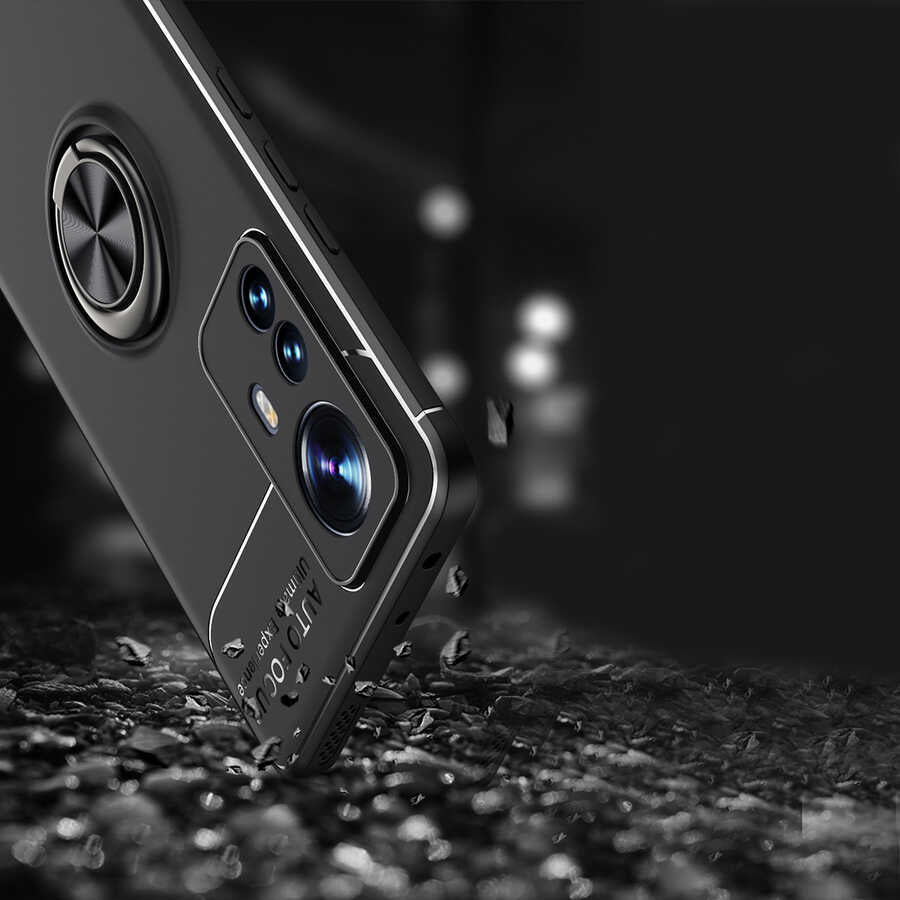 Xiaomi Mi 12 Kılıf Mnc Ravel Silikon Kapak-Siyah-Rose Gold