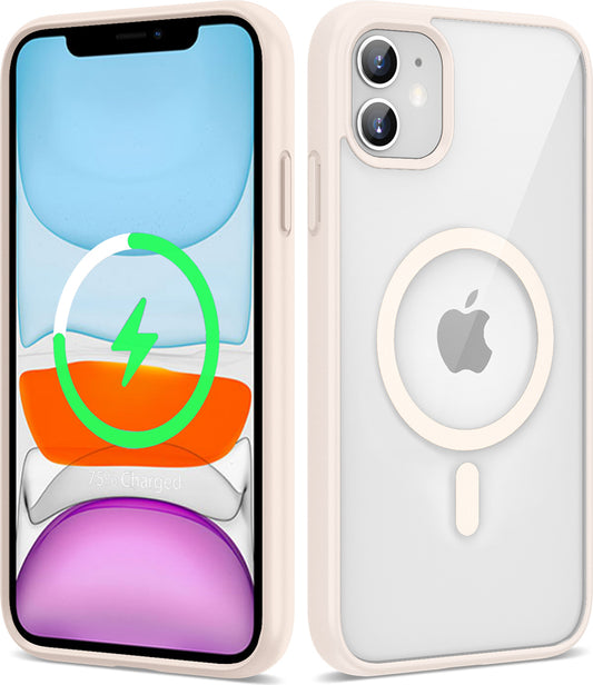 Apple iPhone 11 Kılıf Magsafe Wireless Şarj Özellikli Silikon Mnc Ege Kapak-Pembe