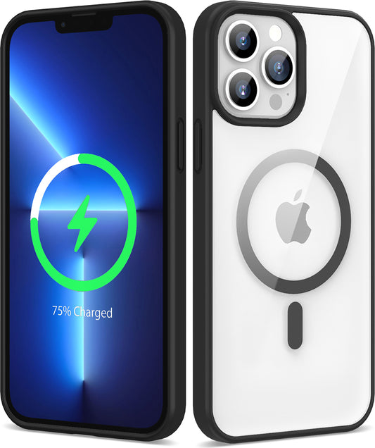 Apple iPhone 13 Pro Kılıf Magsafe Wireless Şarj Özellikli Silikon Mnc Ege Kapak-Siyah