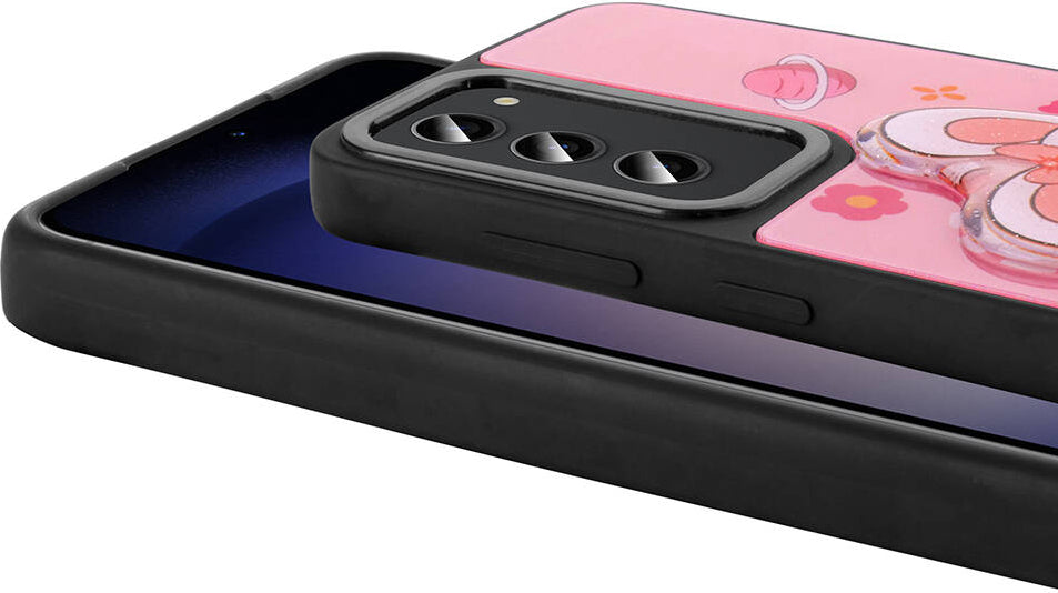 Galaxy S23 Kılıf Parlayan Kabartmalı Ikonik Figürlü Mnc Amas Silikon Kapak-Pembe