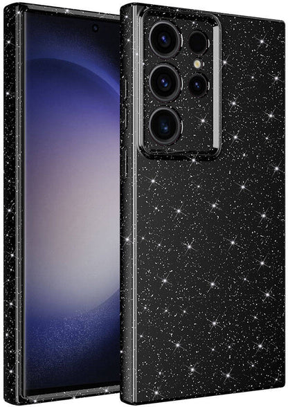 Galaxy S24 Ultra Kılıf Kamera Korumalı Simli Lüks Mnc Koton Kapak-Siyah