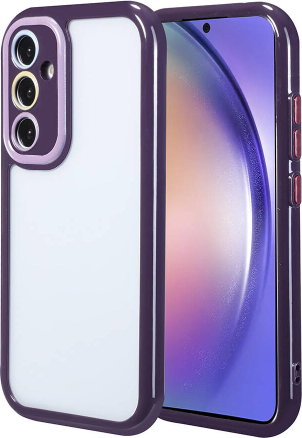 Galaxy A54 Kılıf Kamera Korumalı Renkli Kenar ve Çerçeve Tasarımlı Mnc Vitamin Kapak-Derin Mor