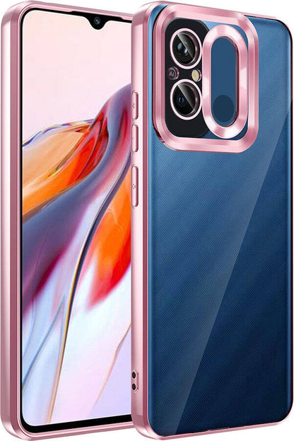 Xiaomi Redmi 12C Kılıf Kamera Korumalı Logo Gösteren Mnc Omega Kapak-Rose Gold