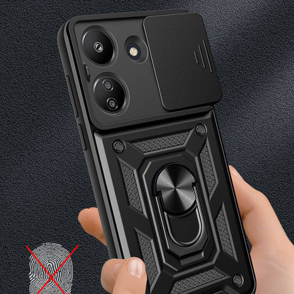 Xiaomi Redmi 13C Kılıf Magnetik Standlı Kamera Korumalı Mnc Sürgülü Vega Kapak-Mavi