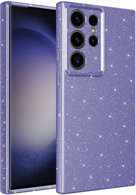 Galaxy S24 Ultra Kılıf Kamera Korumalı Simli Lüks Mnc Koton Kapak-Mor