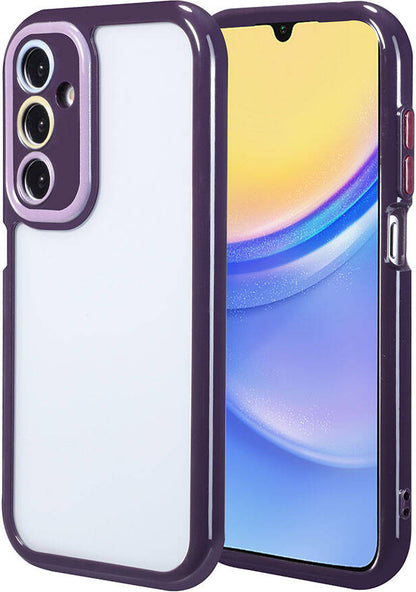 Galaxy A15 Kılıf Kamera Korumalı Renkli Kenar ve Çerçeve Tasarımlı Mnc Vitamin Kapak-Derin Mor