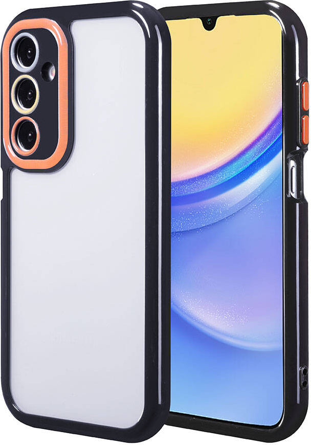 Galaxy A15 Kılıf Kamera Korumalı Renkli Kenar ve Çerçeve Tasarımlı Mnc Vitamin Kapak-Siyah