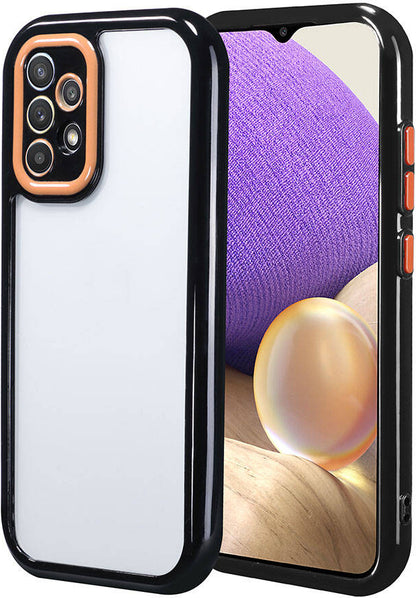 Galaxy A32 4g Kılıf Kamera Korumalı Renkli Kenar ve Çerçeve Tasarımlı Mnc Vitamin Kapak-Siyah
