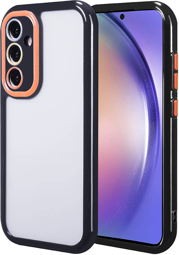 Galaxy A54 Kılıf Kamera Korumalı Renkli Kenar ve Çerçeve Tasarımlı Mnc Vitamin Kapak-Siyah