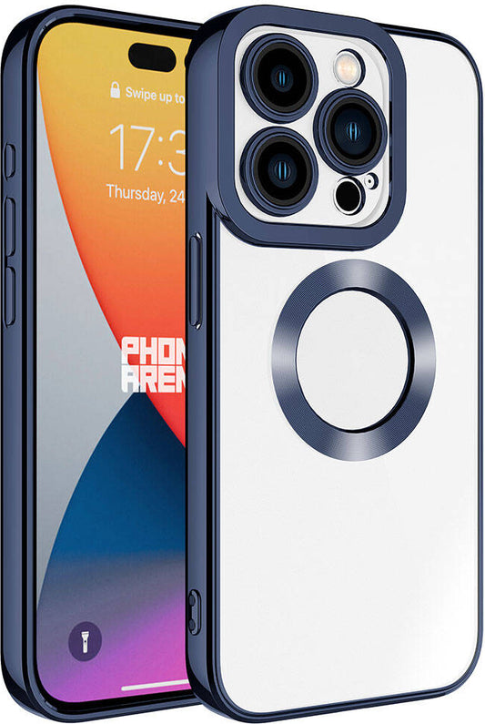 Apple iPhone 15 Pro Kılıf Kamera Korumalı Logo Gösteren Mnc Omega Kapak-Lacivert