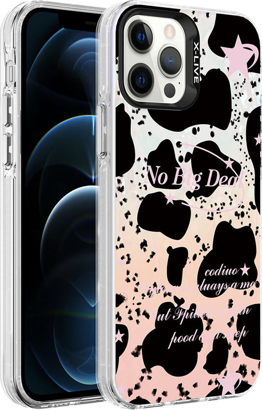 Apple iPhone 12 Pro Max Kılıf Mermer Desenli Mnc Marbello Kapak-Siyah-Beyaz