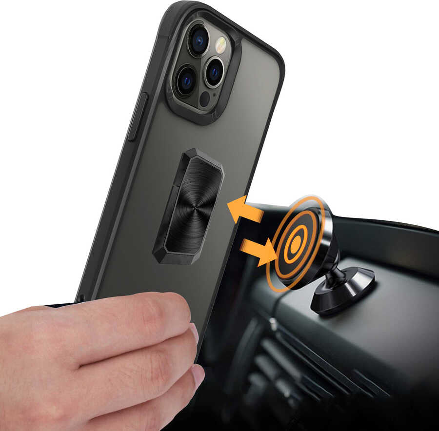 iPhone 12 Pro Kılıf Mnc V-Bax Kapak-Siyah