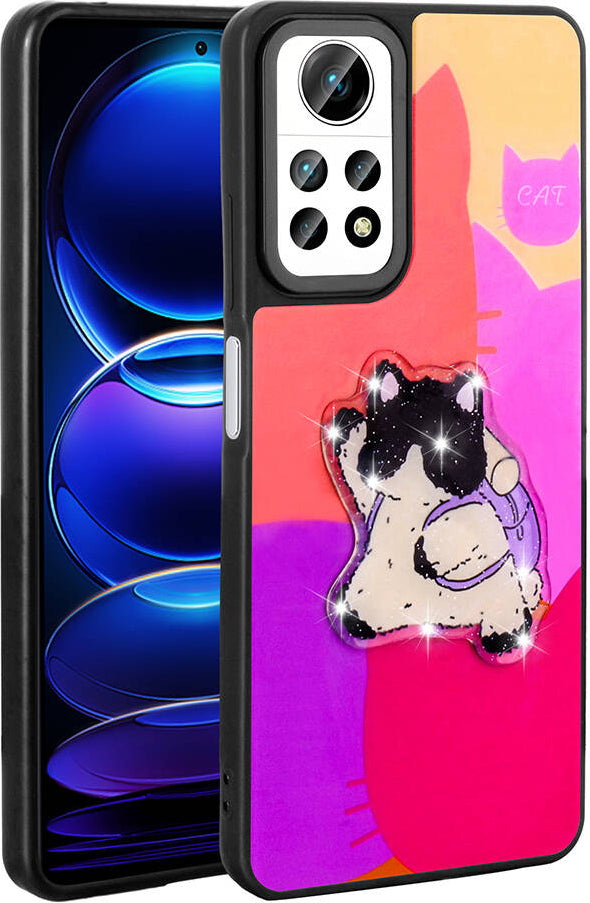 Xiaomi Redmi Note 12 Pro 4g Kılıf Parlayan Kabartmalı Ikonik Figürlü Mnc Amas Silikon Kapak-Mor