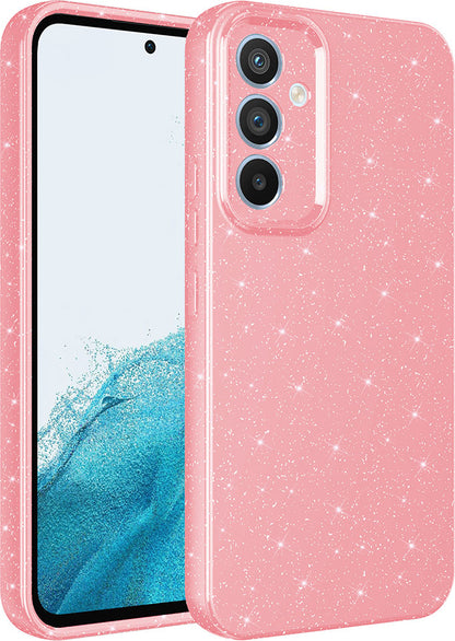 Galaxy A14 Kılıf Kamera Korumalı Simli Lüks Mnc Koton Kapak-Pembe