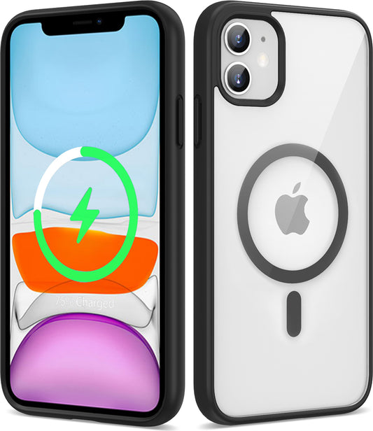 Apple iPhone 12 Kılıf Magsafe Wireless Şarj Özellikli Silikon Mnc Ege Kapak-Siyah