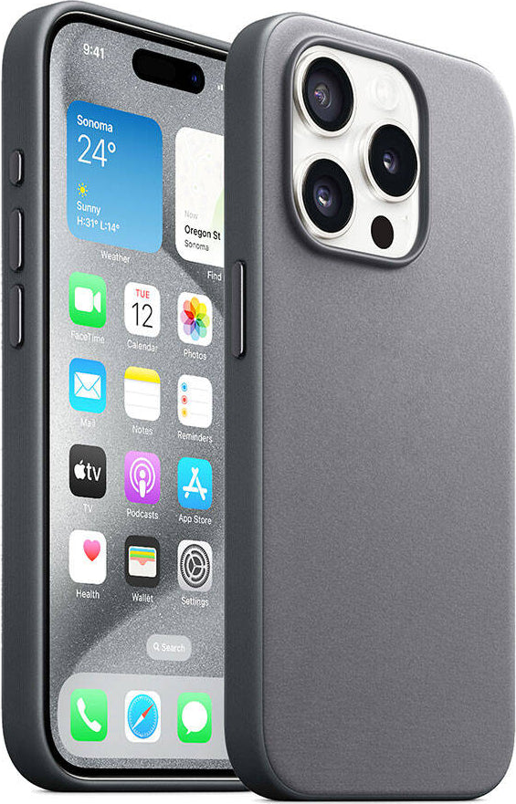 Apple iPhone 15 Pro Max Kılıf Mnc Magsafe Şarj Özellikli Mikro Fiber Optimal Kapak-Gri