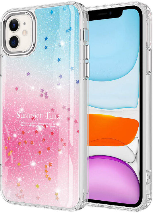 Apple iPhone 11 Kılıf Simli Desenli Parlak Mnc Task Kapak-Pembe