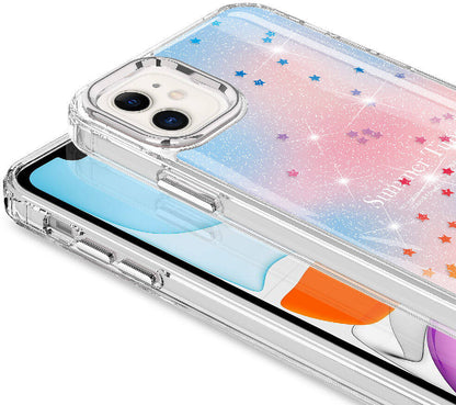 Apple iPhone 11 Kılıf Simli Desenli Parlak Mnc Task Kapak-Pembe