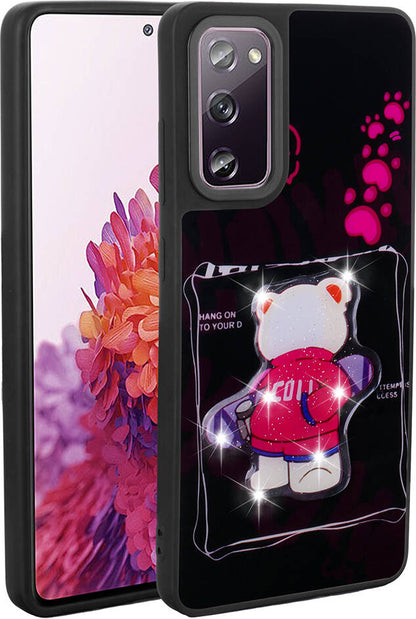 Galaxy S20 Fe Kılıf Parlayan Kabartmalı Ikonik Figürlü Mnc Amas Silikon Kapak-Siyah
